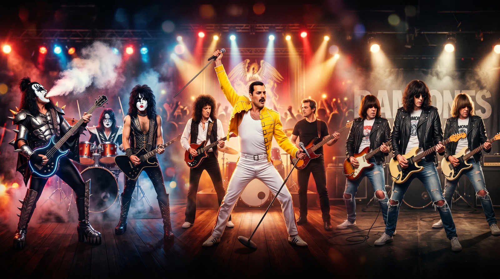 Tribute band sul palco con luci live
